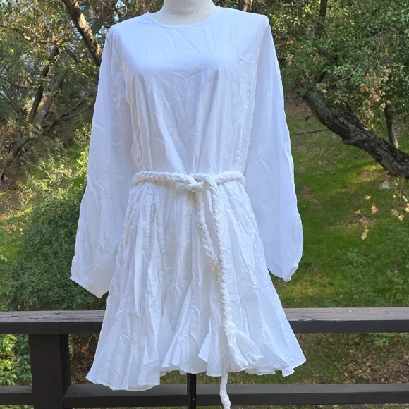 NEW $428 RHODE ELLA FLOWY MINI DRESS IN WHITE#4 SIZE S - Picture 2 of 11